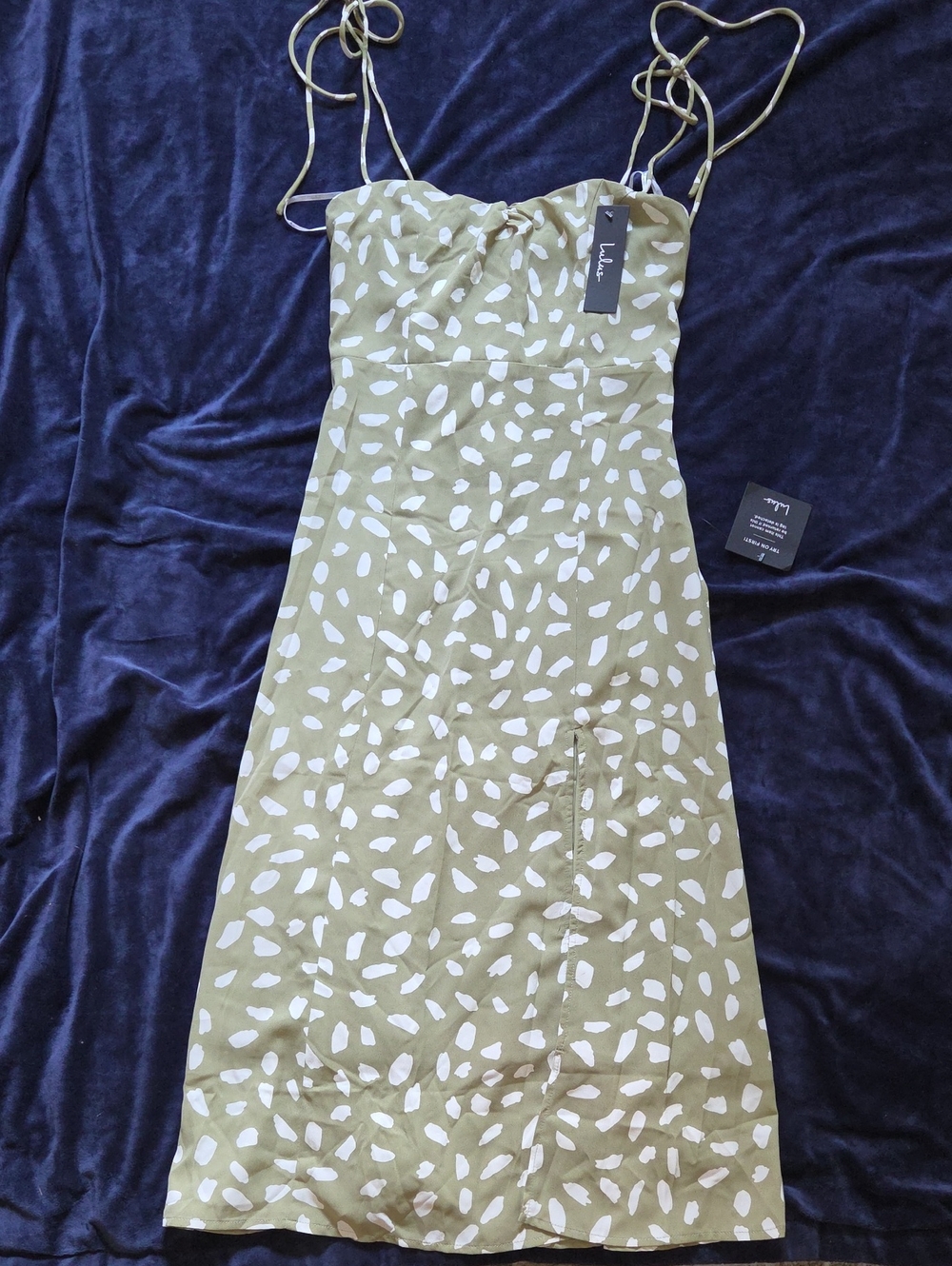 Lulus Olive Green Printed Dress With Slit Small
